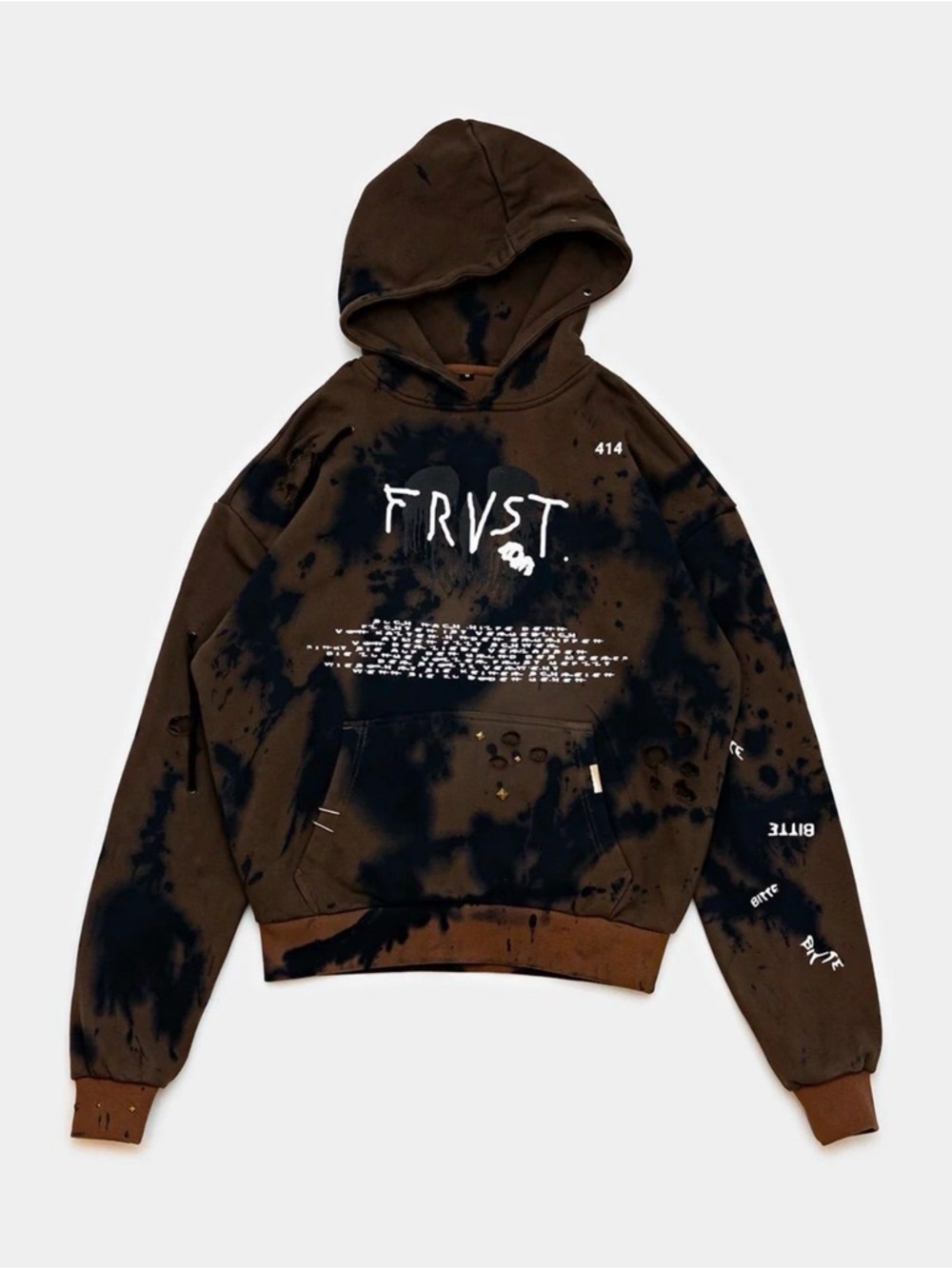 FRVST distressed Brown & Black Tie-Dye Hoodie